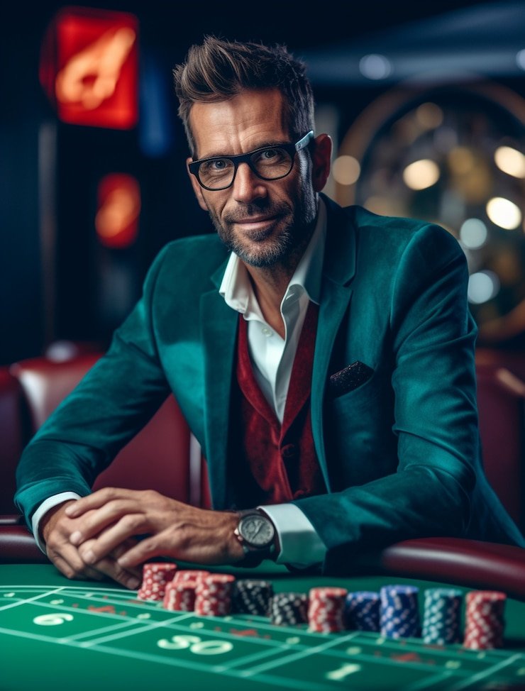 Layout meja roulette Meja roulette dengan penanda taruhan